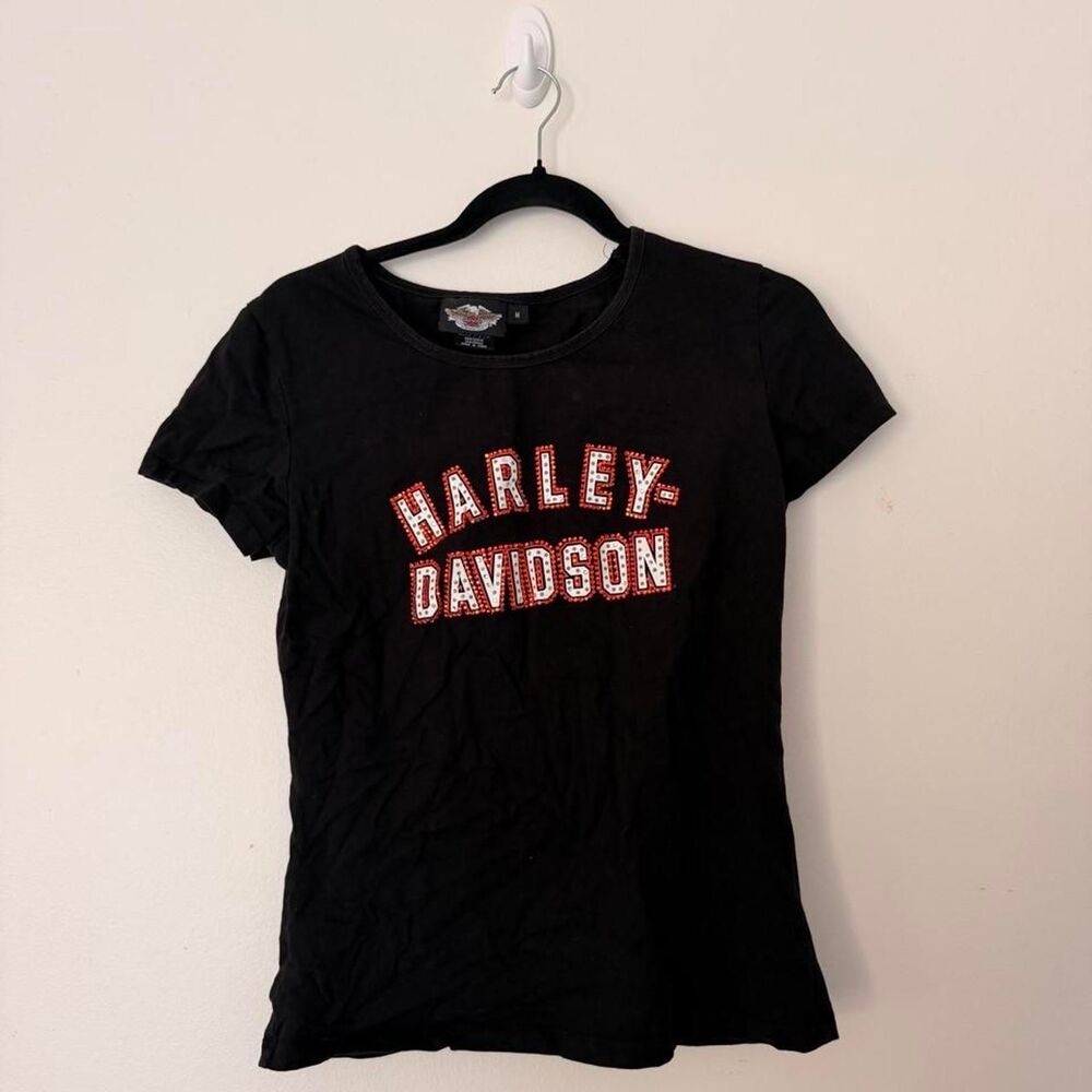 VINTAGE Harley-Davidson black rhinestone logo graphic tee, M 🖤🔥